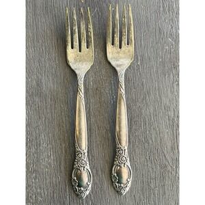 2 Salad Forks Oneida Silversmiths BALLAD Silverplate Country Lane Flatware